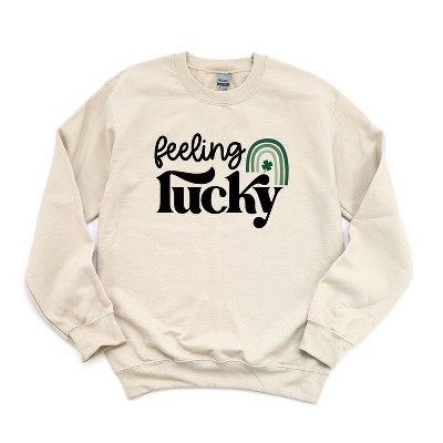 Simply Sage Market Women's Graphic Sweatshirt Feeling Lucky Rainbow