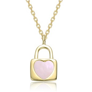 Guili 14K Gold Plated with White Mother Of Pearl Heart-Shaped Lock Pendant Necklace For Kids - 1 of 2