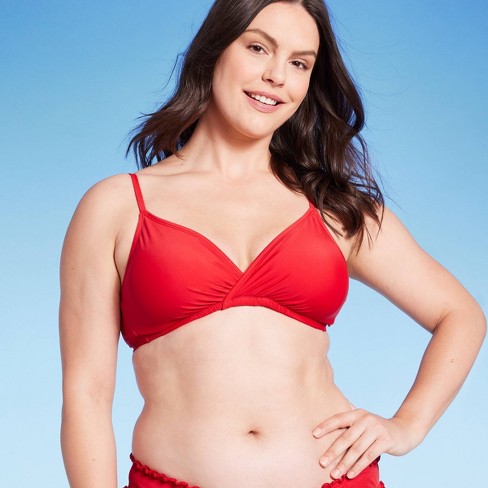 Women's Triangle Surplice Bralette Bikini Top - Shade & Shore™ Red Xl :  Target