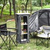 Tangkula Portable Outdoor Camping Storage Cabinet Folding Organizer Kitchen Table w/ 3 Shelves and Carry Bag for BBQ - 2 of 4