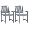 vidaXL Garden Chair Set of 6 Grey Solid Acacia wood Standard Durable - Gray Set of 2 - 2 of 4