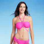 Women's Strappy Halter Bandeau Bikini Top - Shade & Shore™ Pink