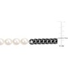 EVERLY JEWELRY |Mens Black Silver  7-7.5mm Cultured Freshwater Rice Pearl and Curb-Link Chain Necklace - 20+2in - 2 of 3