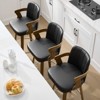 Bekrvio 26" Swivel Counter Height Bar Stools Set of 1/2/3/4,Faux Leather Upholstered Bar Chairs with Back & Arm for Kitchen Island,Black - 4 of 4