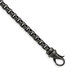 Black Bow Jewelry Men's 5.75mm Stainless Steel Antiqued Box Chain Necklace, 24 Inch - 1 of 4