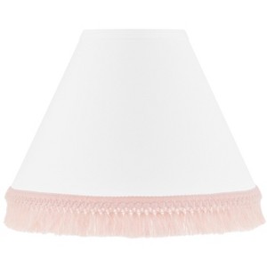 Sweet Jojo Designs Girl Empire Lamp Shade 4in.x7in.x10in. Boho Fringe White and Pink - 1 of 3