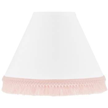 Sweet Jojo Designs Girl Empire Lamp Shade 4in.x7in.x10in. Boho Fringe White and Pink