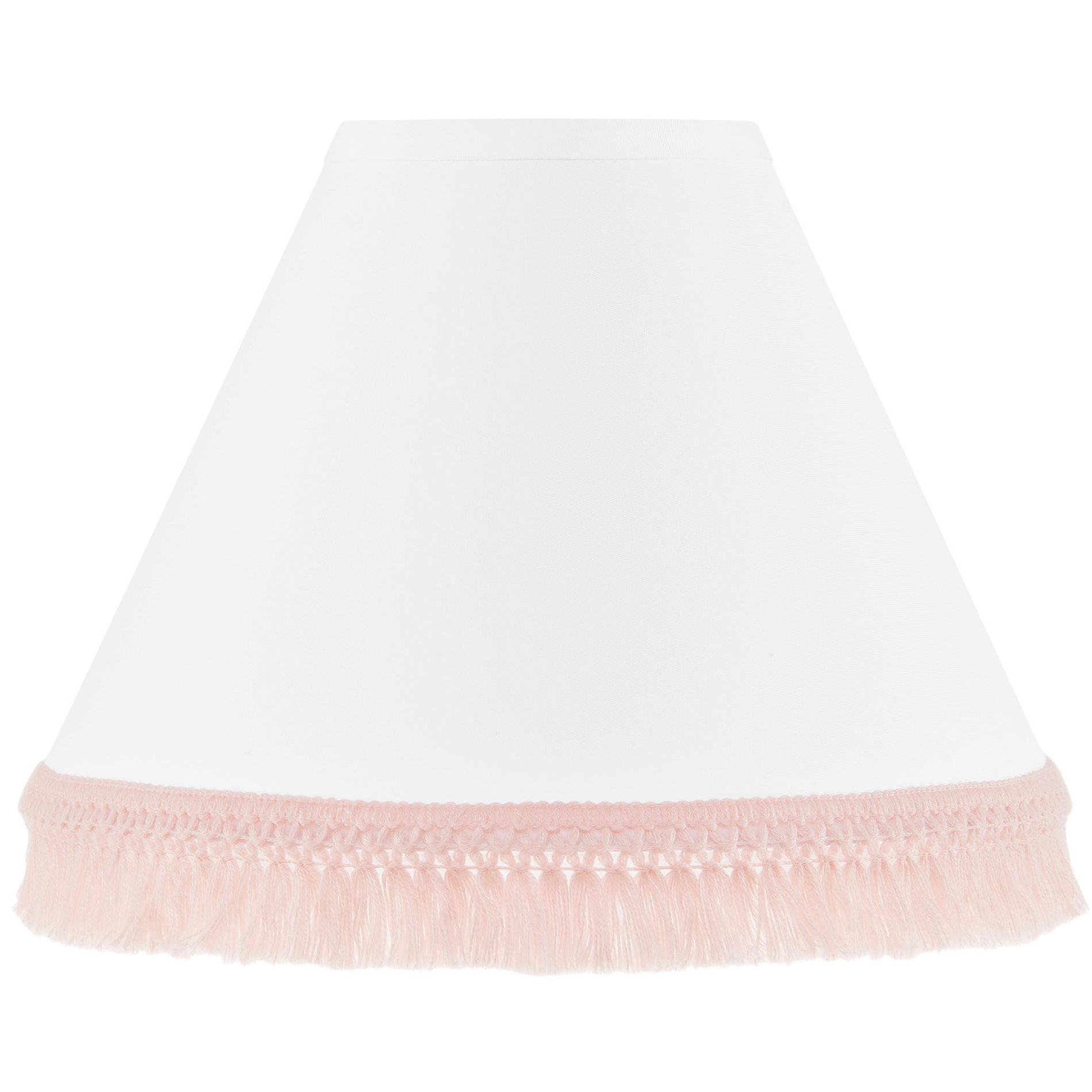 Sweet Jojo Designs Girl Empire Lamp Shade 4in.x7in.x10in. Boho Fringe White and Pink