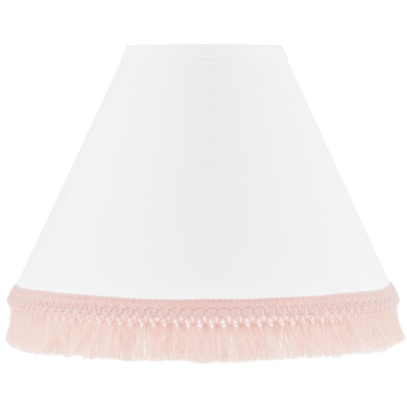 Sweet Jojo Designs Girl Empire Lamp Shade 4in.x7in.x10in. Boho Fringe White and Pink, 1 of 4
