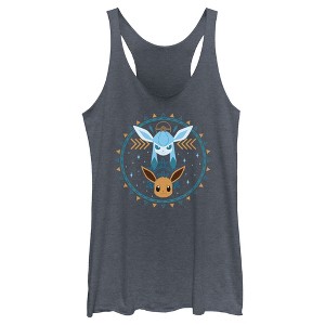 Women's Pokemon Eevee and Glaceon Circle Racerback Tank Top - 1 of 4