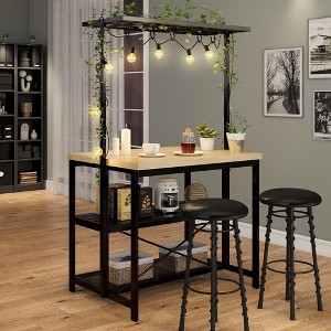 Large Kitchen Island Table Bakers Rack and 3-Tier Storage-Microwave Stand Oven Shelf, Metal Coffee Bar Table ,Kitchen Storage Shelf , 5 Hooks - 1 of 4