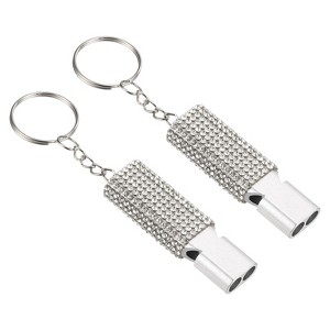 Unique Bargains Outdoor Camping Hiking Fishing Rescue Signaling Alloy Keychain Whistles 2 Pcs - 1 of 3