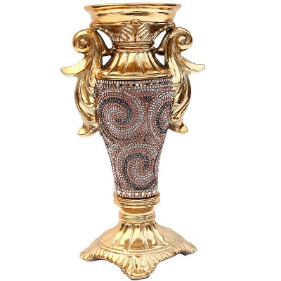 Gulches Chrome Plated Crystal Embellished Ceramic Vase - Luxe Home Accent