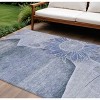 Sky Blue And Indigo Floral Washable Indoor Outdoor Area Rug - 2 of 4