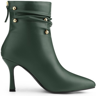 BLISSFUL STEP Pointed Toe Stiletto Heel Slouch Ankle Boots for Women