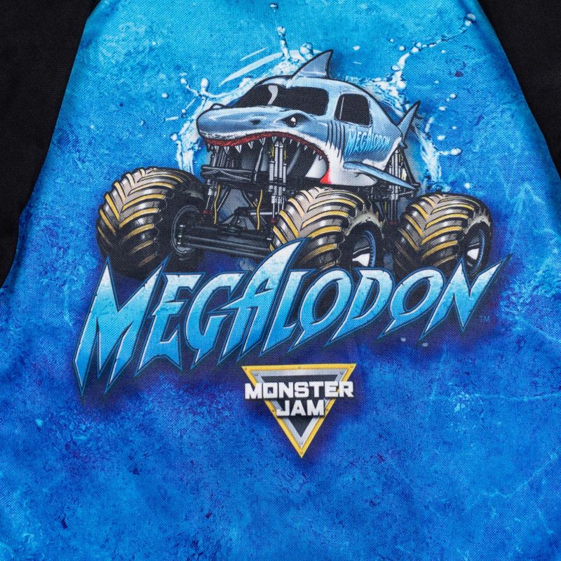 Monster Jam Trucks Megalodon Toddler Boys Fleece Raglan Hoodie Black/Blue , 2 of 8