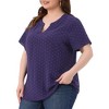 Agnes Orinda Women's Plus Size Pin Dots Notched V-Neck Dressy Trendy Fashion Casual Summer Blouses - 2 of 4