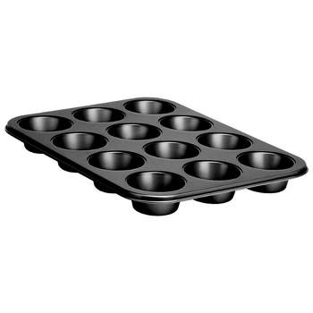 NutriChef 12-cup Black Oven Muffin Pan, Non-Stick Coated Layer Surface