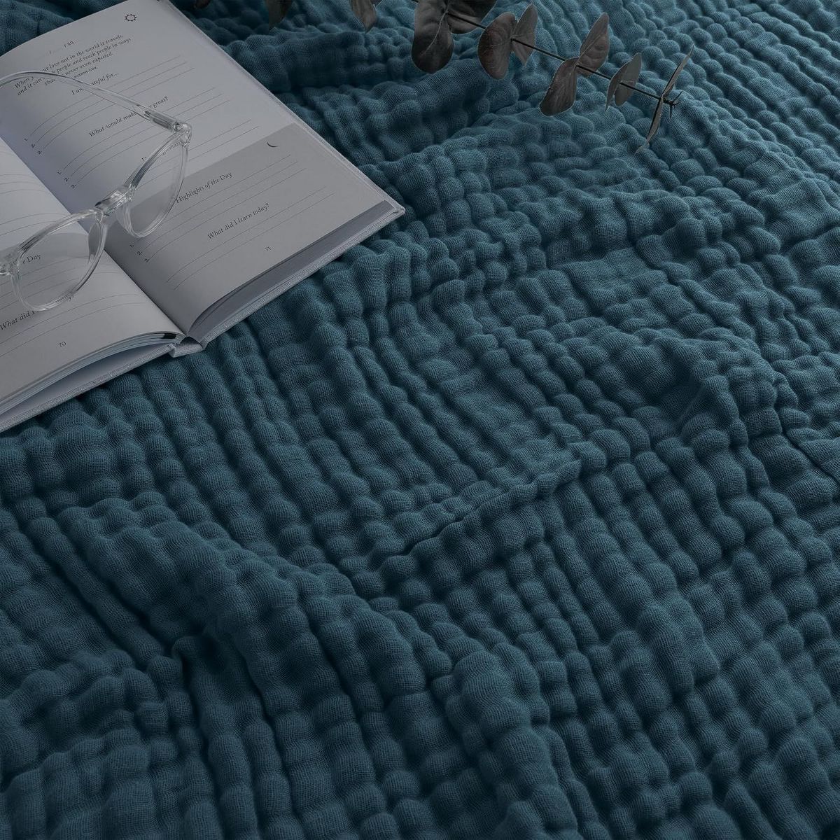 Muslin Cotton Blanket for Adults, Extra Large By Comfy Cubs, Throw 50" x 60" - Neptune