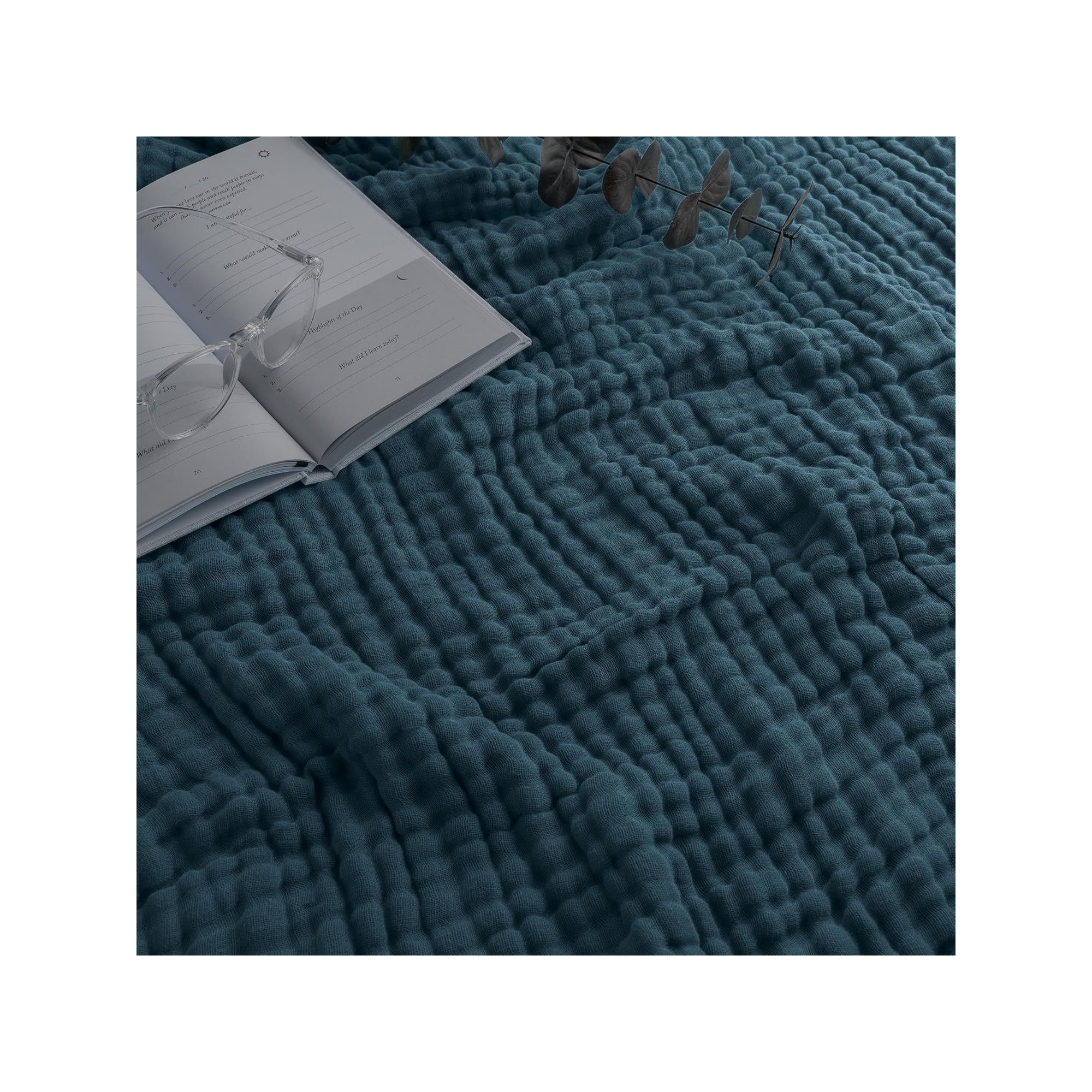 Comfy Cubs Muslin Blanket for Adults Twin 90" x 66" - 6 Layer Soft, Breathable & Lightweight - Neptune