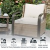 YARDSIGHT 3-Piece Indoor/Outdoor Patio Conversation Set with 2 Armchairs and 1 Wicker Side Table, Wood-Look Metal Tabletop and Olefin Cushions - 3 of 4