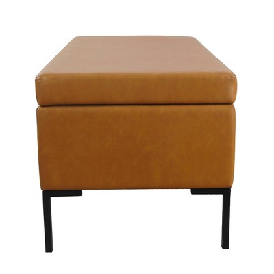 Carmel Faux Leather Large Storage Bench with Metal Legs