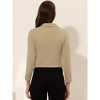 INSPIRE CHIC Women's Regular Fit Notched Lapel Ruched Sleeve Business Crop Blazer - 4 of 4