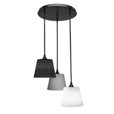 Toltec Lighting Empire 3 - Light Pendant in  Matte Black with 10” White, Black, And Gray Matrix Shade