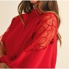 Women's Embroidered Shoulder Mock Neck Sweater - AnnieWear - 2 of 3