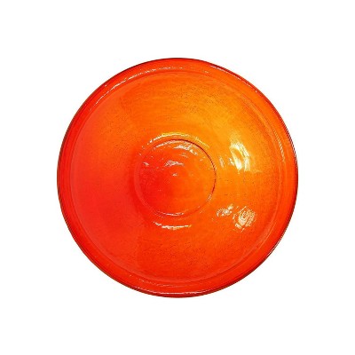 Red Crackle Hand-Blown Glass Hanging Birdbath Bowl