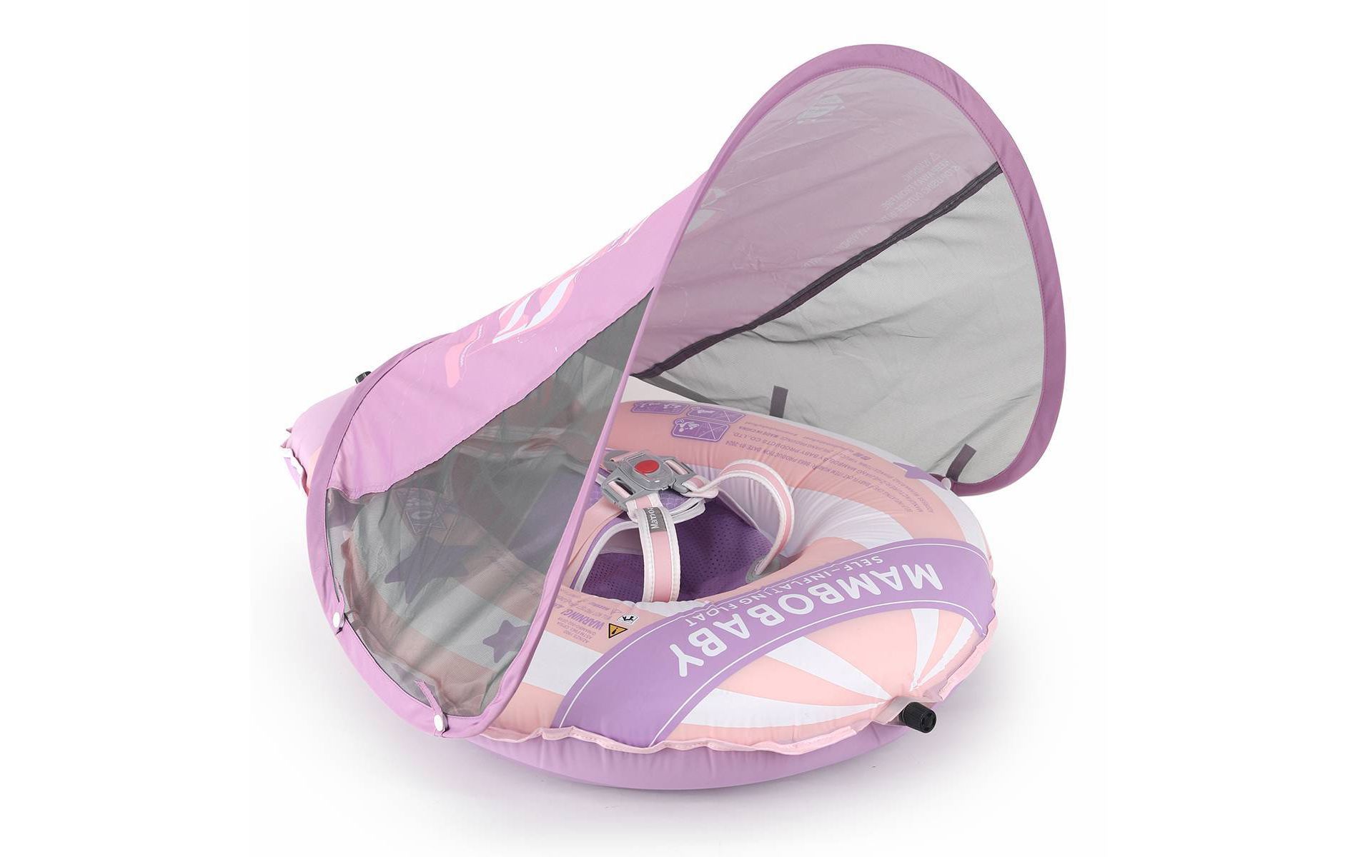 Mambobaby Light Traveler Baby Pool Float with Canopy Hot Air Balloon- Pink