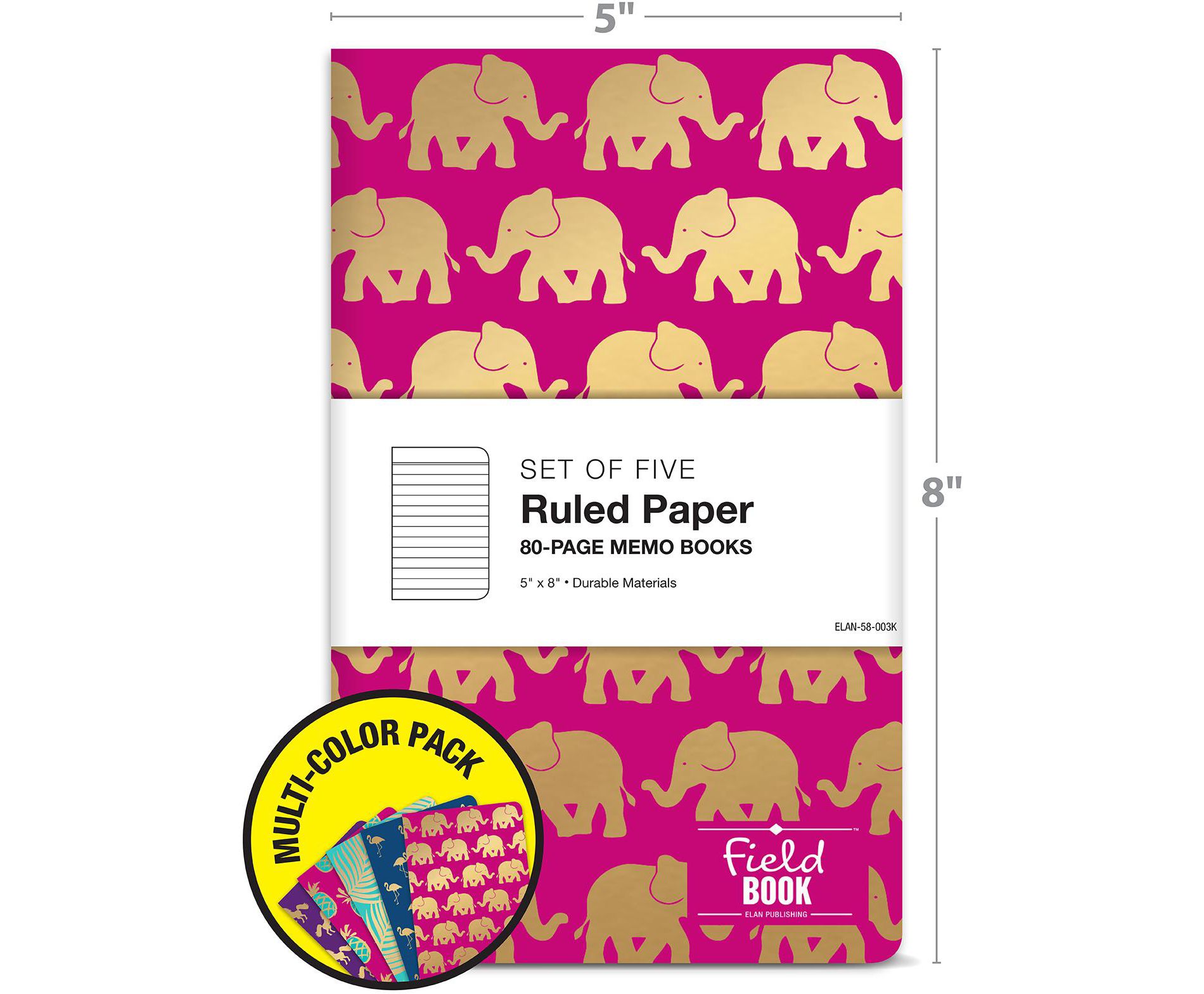 Elan Publishing Company 5 x 8 Field Book Set - Lined Text / Combo. FOIL PATTERNS