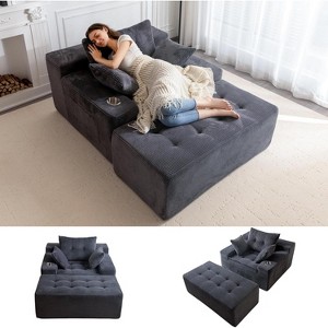 MAXYOYO Oversized Chaise Lounge Sofa, Upholstered Lounge Chair with 3 Pillows for Living Room, Bedroom, No Assembly Required - 1 of 4