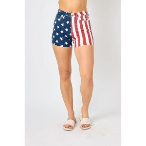 Women's High Waist American Flag Fray Hem Shorts - Judy Blue - 1 of 4