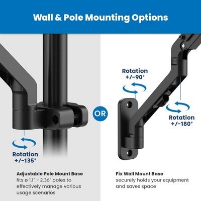 Black Steel Adjustable Wall Monitor Arm for 32" Screens
