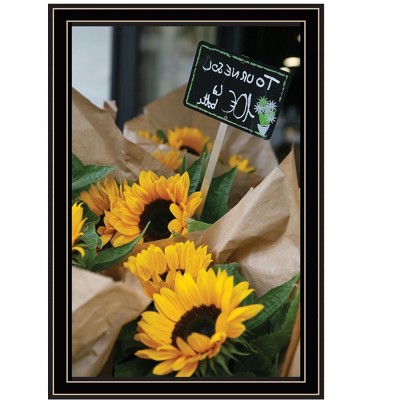 HomeRoots Sunflower Bouquet Black Framed Print Wall Art