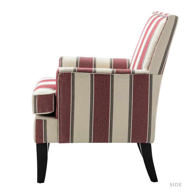 Set of 2 Sara Upholstered Accent Arm Chair with Nail Head Trim | Karat Home-Stripe Red, 3 of 10