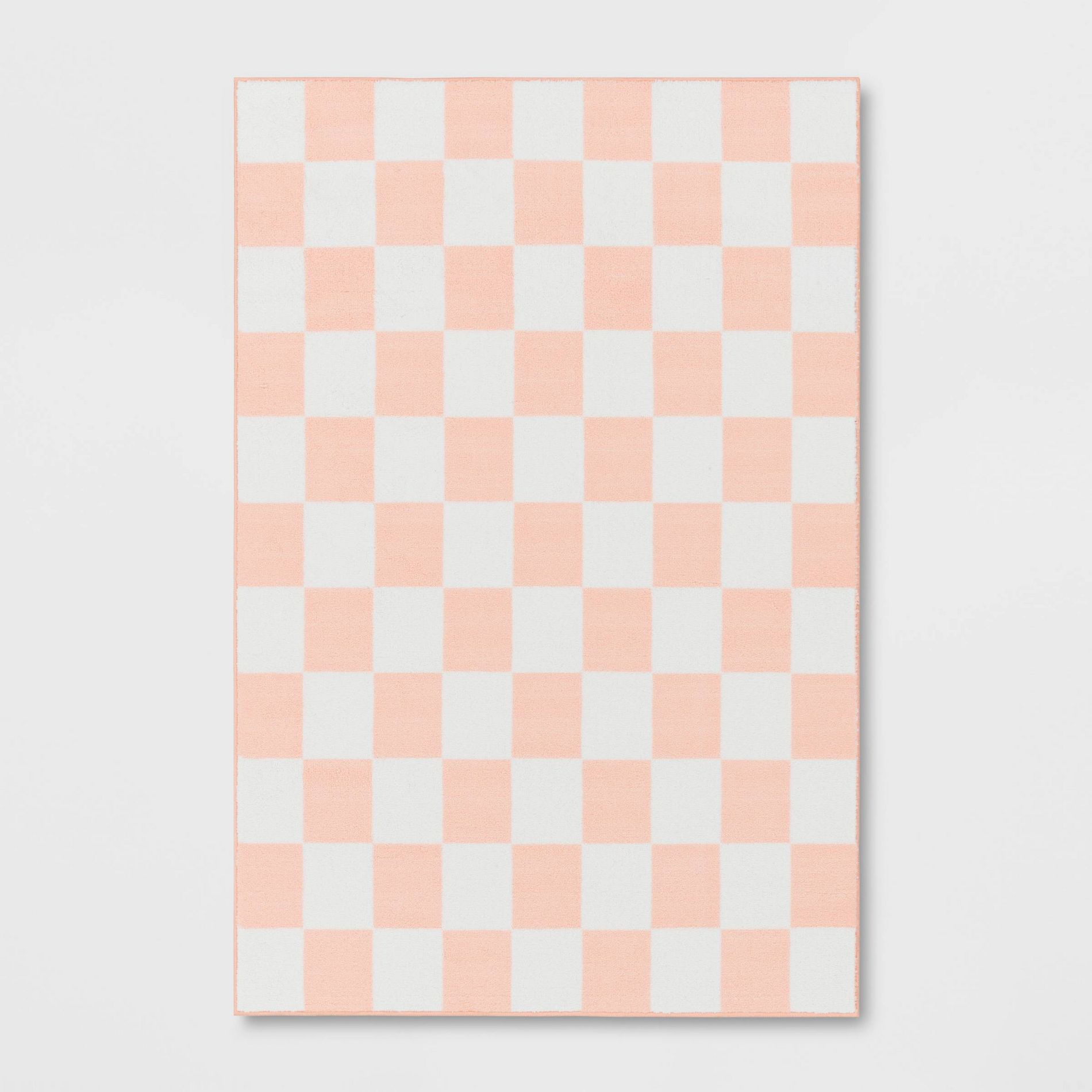 4'x6' Checkered Kids' Rug Pink - Pillowfort™: Fade & Stain-Resistant, Skid-Proof, Tufted Polyester for Kids Room