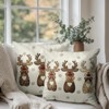 Christmas Reindeer Snowflakes Pillow Covers 18x18 Set of 2 Xmas Polka Dot Love Heart Bow Brown Elk Deer - 3 of 4