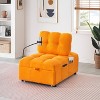 ModernLuxe Convertible Chaise Lounge Sofa Bed Sleeper Lazy Sofa Teddy Upholstered Accent Chair Reading Couch, Beige/Orange/Gray - 2 of 4