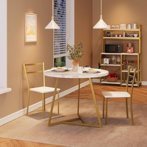 Jojoka Round Dining Table Set for 2, Circle Kitchen Table and Chairs - 1 of 4
