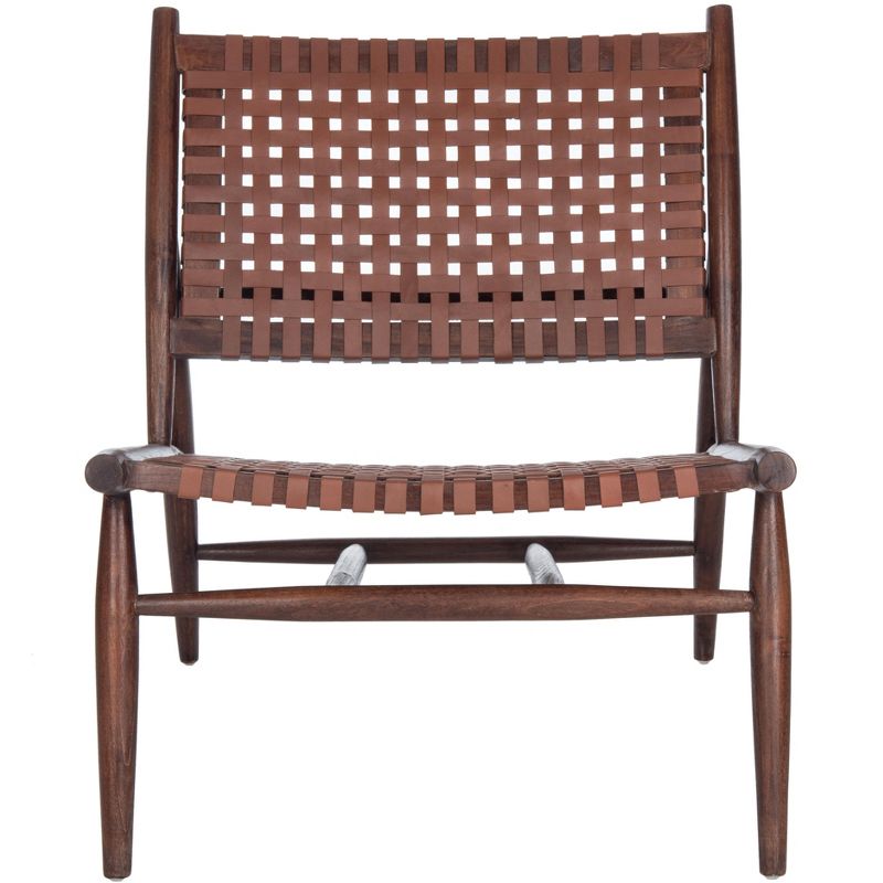 Soleil Leather Woven Accent Chair  - Safavieh, 3 of 13
