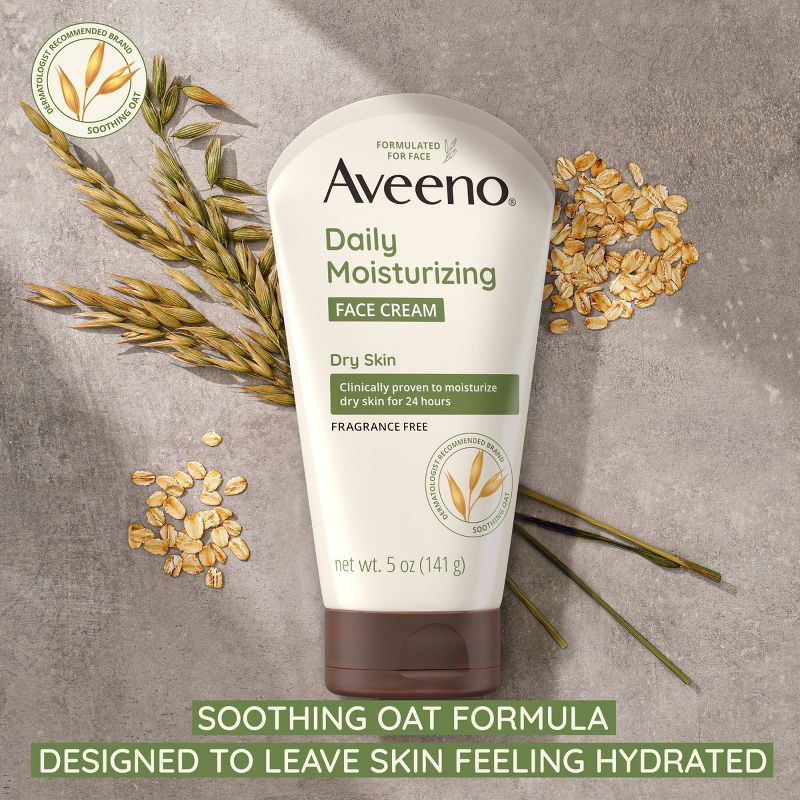 Aveeno Daily Moisturizing Prebiotic Oat Face Cream for Dry Skin - Fragrance Free - 5 oz, 5 of 10