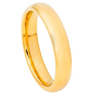 Jewelry Avalanche Womens 4mm Dome Tungsten Carbide Wedding Band - Comfort Fit Polished Gold IP - 1 of 2