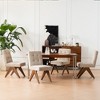 YOUNIKE Modern Upholstered Chair Dining Room Armless Kitchen Chairs Set of 6 Linen Fabric Chair Vanity with 4.7" Thick Cushion Wood V-Leg - 2 of 4