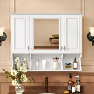 Modern Medicine Cabinet With Mirror And Open Shelves,Wall Mounted Bathroom Medicine Cabinet,Bathroom Storage Cabinet-Cuddlewood - 1 of 4