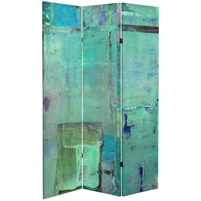 6" Double Sided Aurora Canvas Room Divider Blue - Oriental Furniture