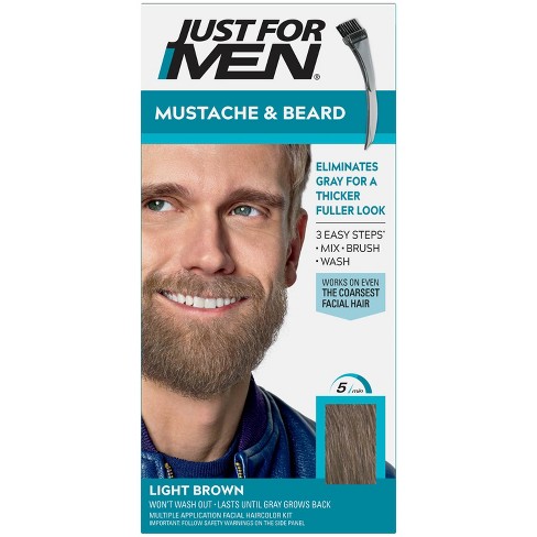 Just For Men Mustache & Beard Coloring For Gray Hair With Brush Included -  Light Brown M25 : Target