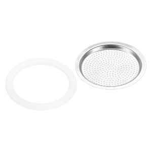 Unique Bargains Coffee Machine Replacement Mocha Pot Silicone Gaskets and Stainless Steel Filters - 1 of 3