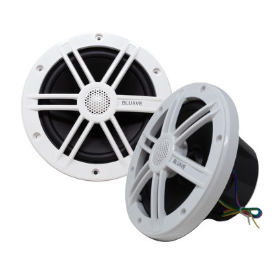 BLUAVE X65W RGB LED 6.5" Marine Coaxial Speakers, White Grills, Pair